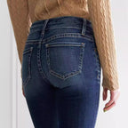 Women's Mid Waist Slim Fit Stretch Retro Flared Jeans