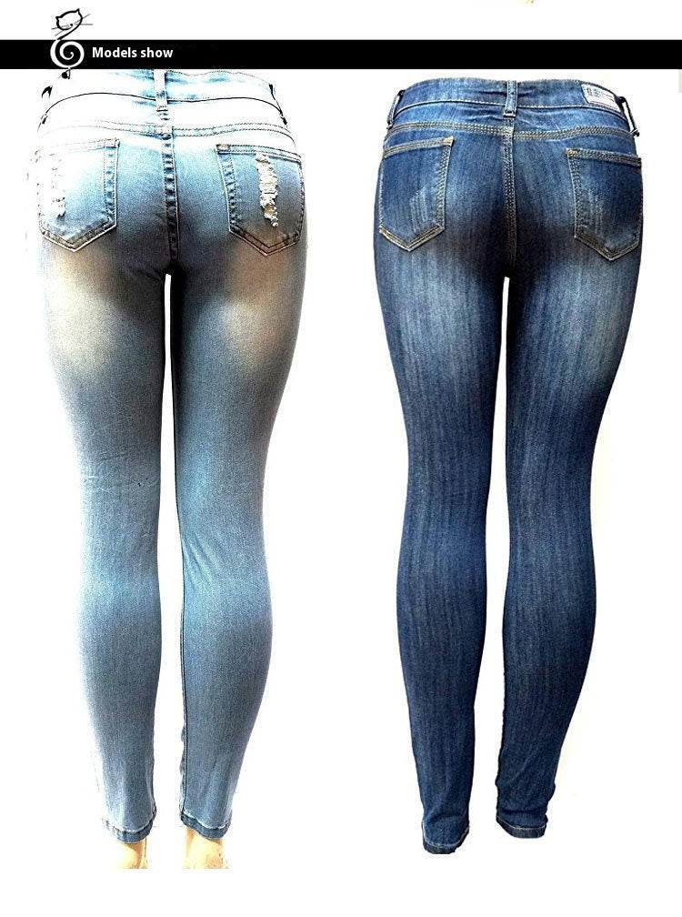 Women Ripped Slim-Fit Jeans