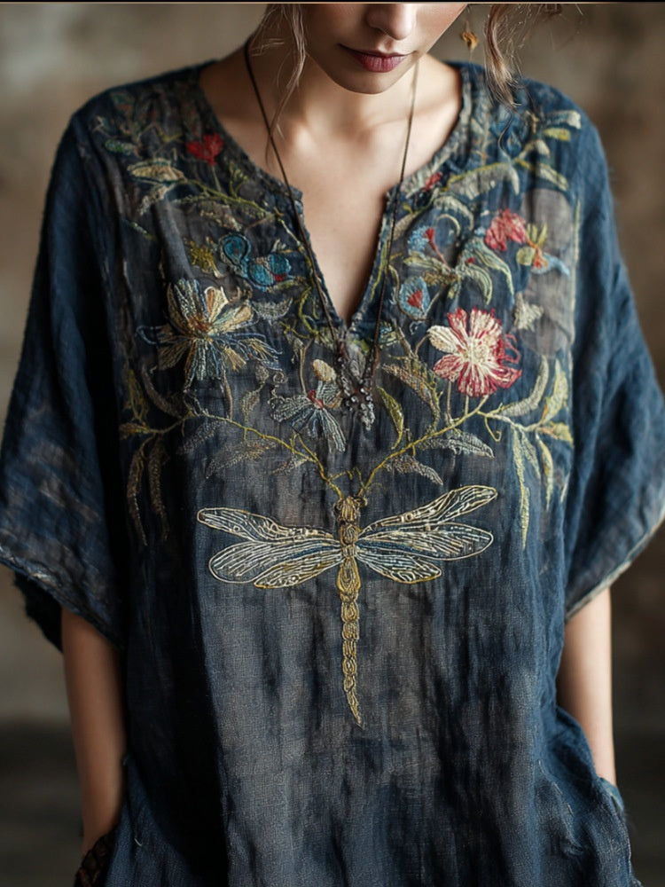 Women's Vintage Medieval V-Neck Short-Sleeve Top