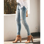 Women's Mid waist Ripped Jeans