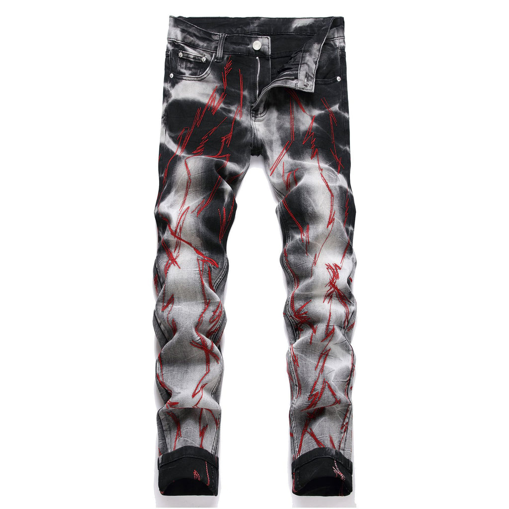 Men's Colored Ripped Patchwork Jeans