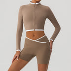 Women's Hip-Lifting Yoga Jacket And Shorts Set