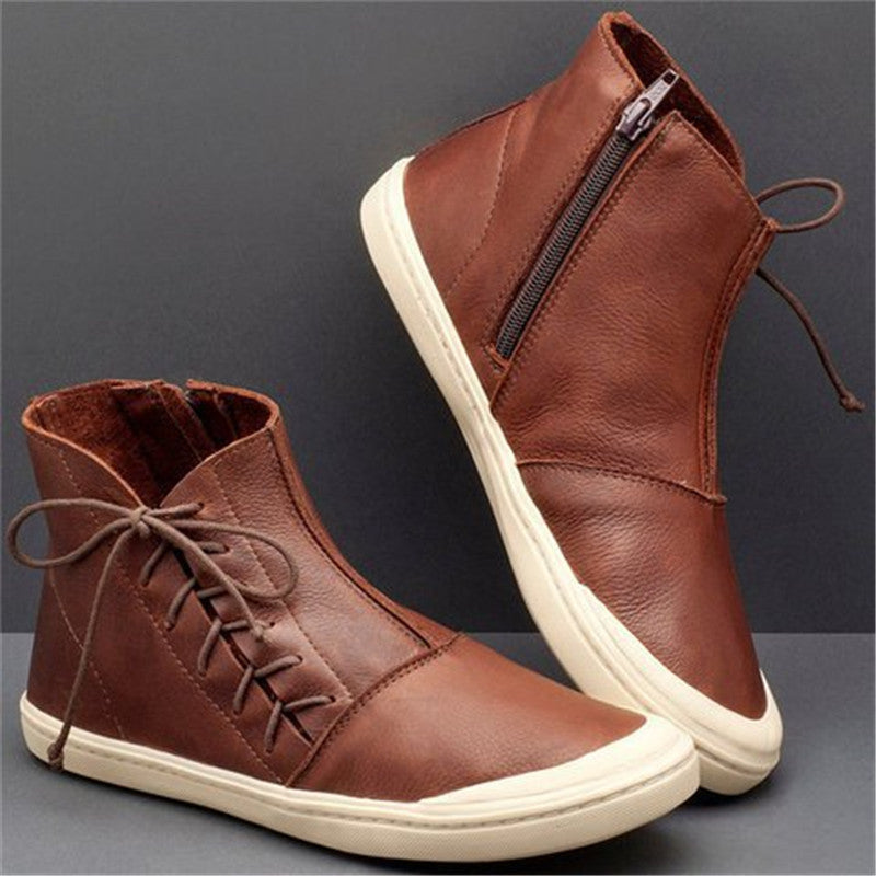 British style retro short boots mid-heel casual women's shoes