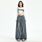 Women's American-style Retro Loose Wide-leg Jeans