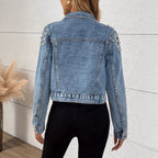 Women's Short Pearl Denim Jacket