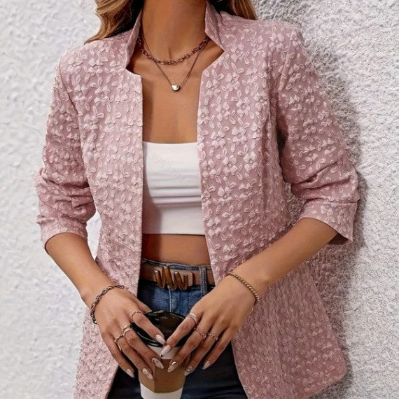 Women's Embossed Floral Pink Jacket