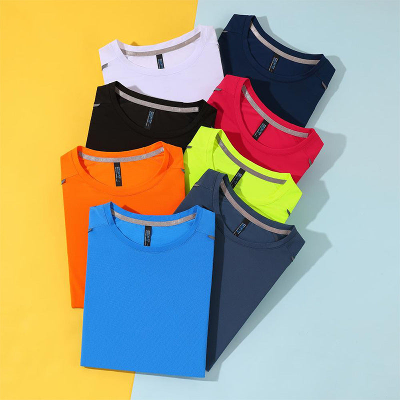 Round Neck Ice Silk Quick-drying T-shirt Marathon Short Sleeve