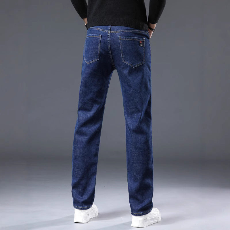 Men's Straight Fleece-lined Thick Jeans
