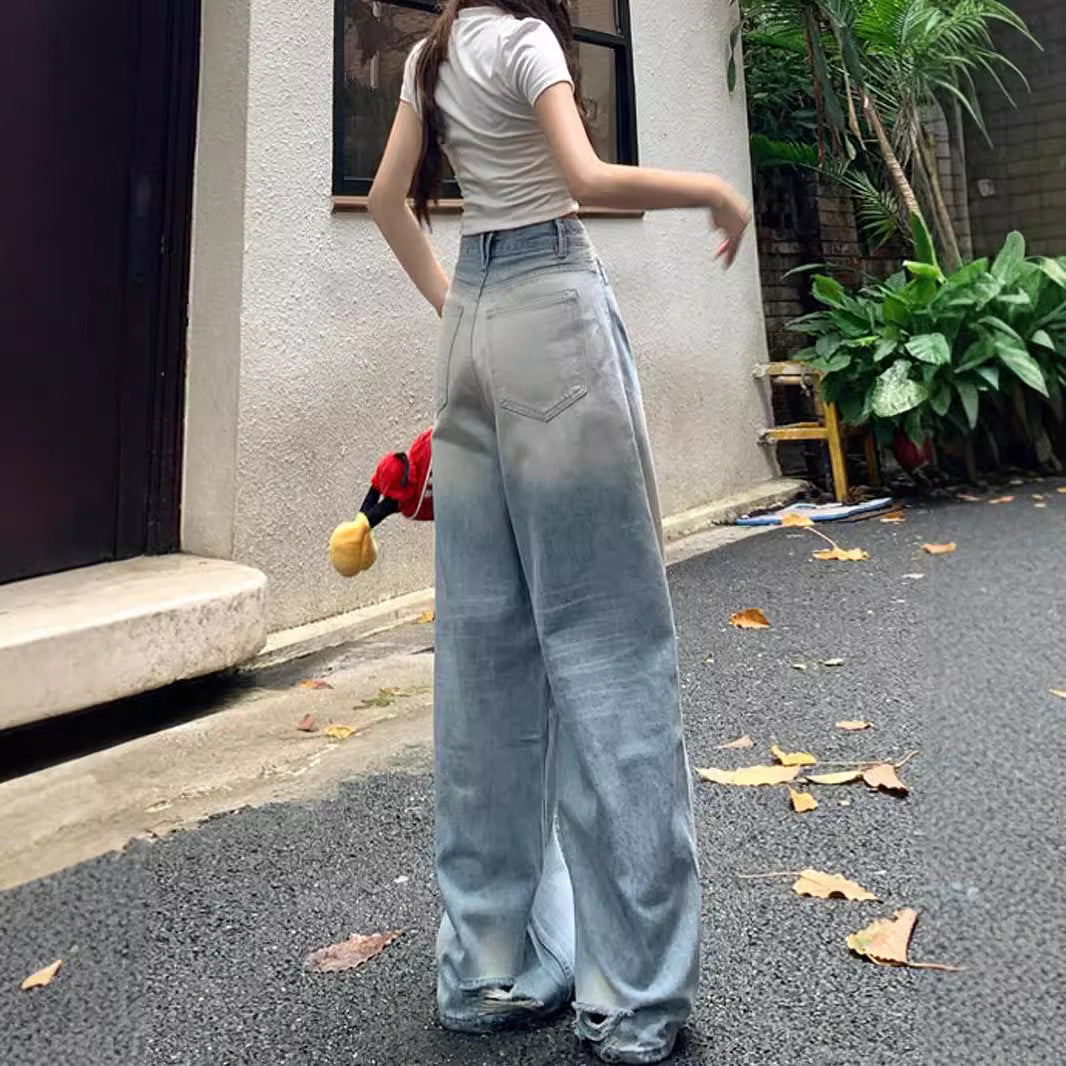 Women's American-style Retro Wide Leg Loose Jeans