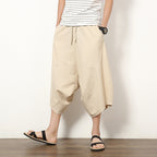 Men's Retro Solid Color Cotton And Linen Lantern Pants