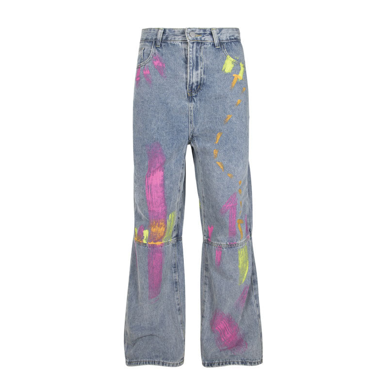 Messy Art Retro Street Hip Hop Graffiti Jeans