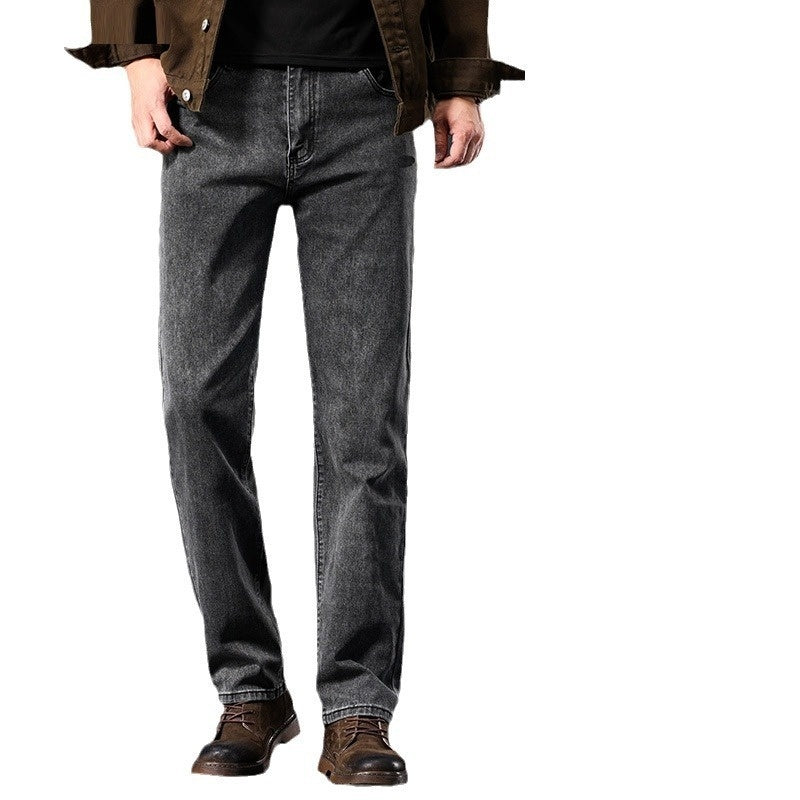 Men's Straight Loose Fleece Padded Jeans