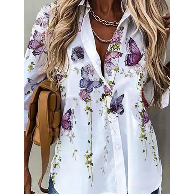 Women's Botanical And Abstract Long Sleeve Shirt