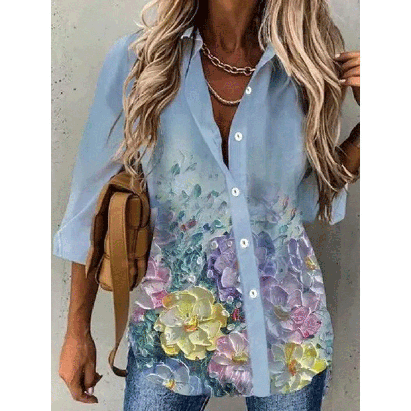 Women's Botanical And Abstract Long Sleeve Shirt