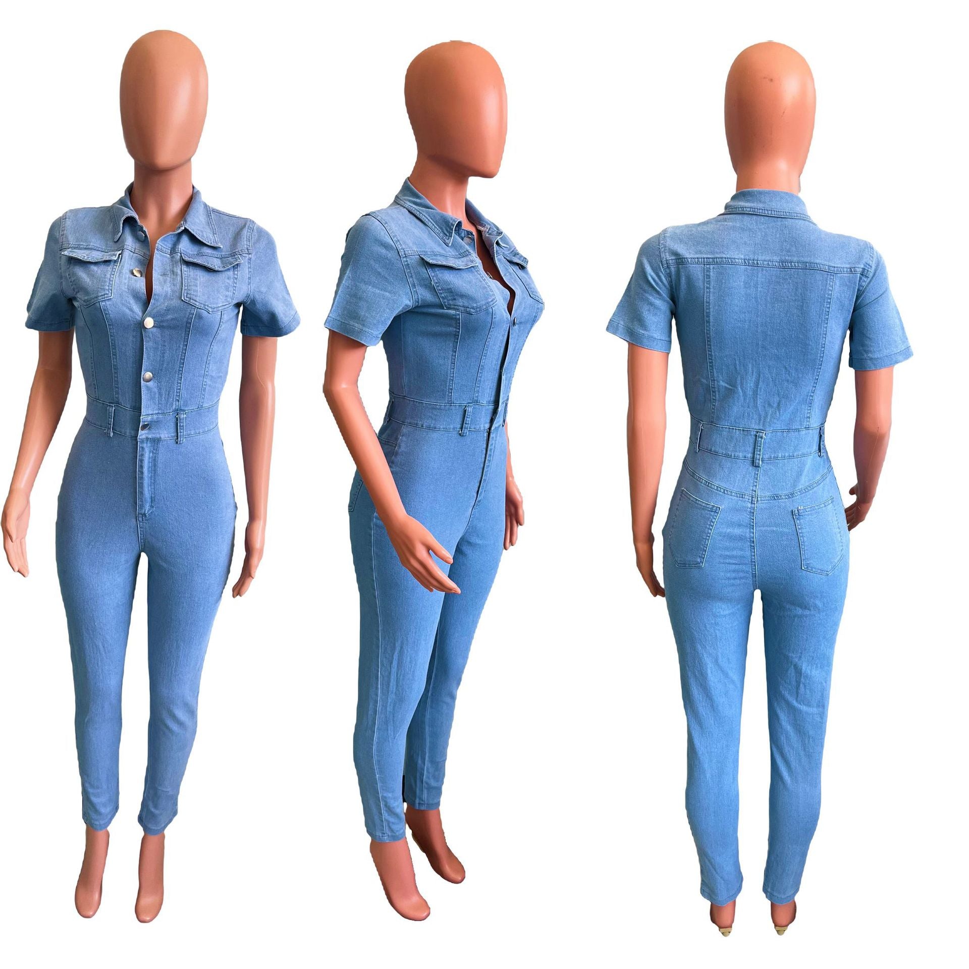 Women's Skinny Denim Jumpsuit