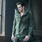 Men's Washed Cotton Motorcycle Jacket