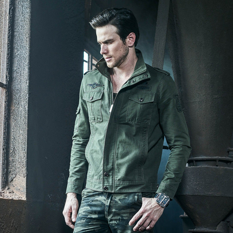 Men's Washed Cotton Motorcycle Jacket