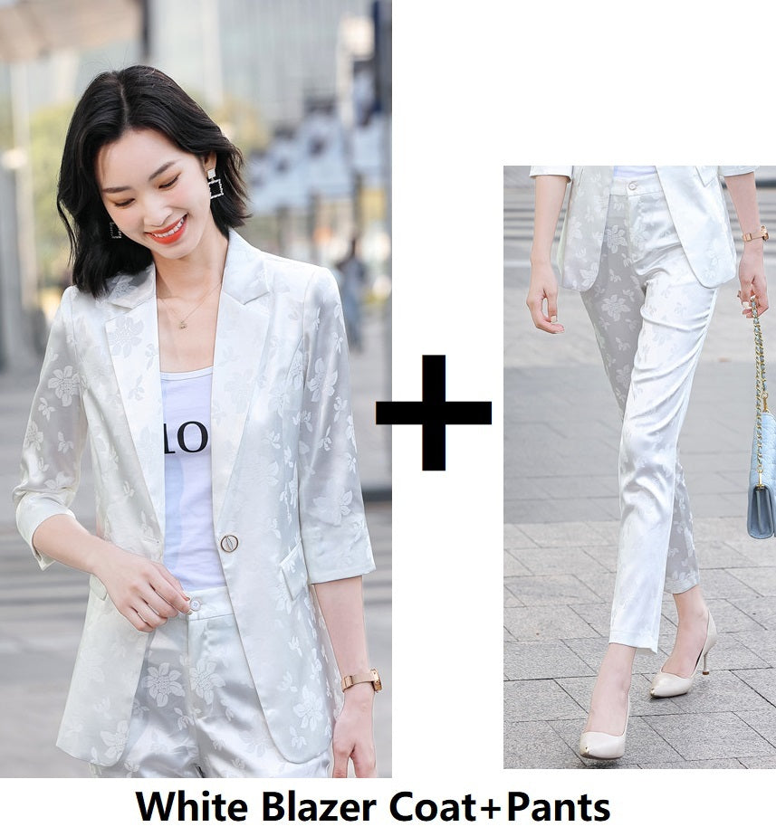Women's Printed Satin Business Suit