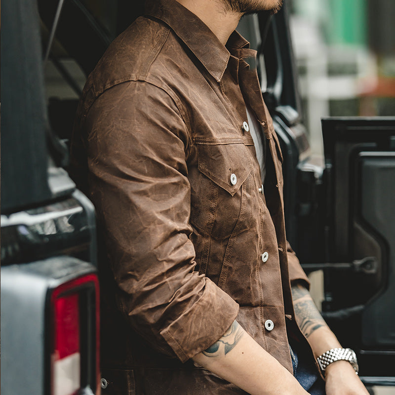 Men's Almond Brown American Retro Jacket