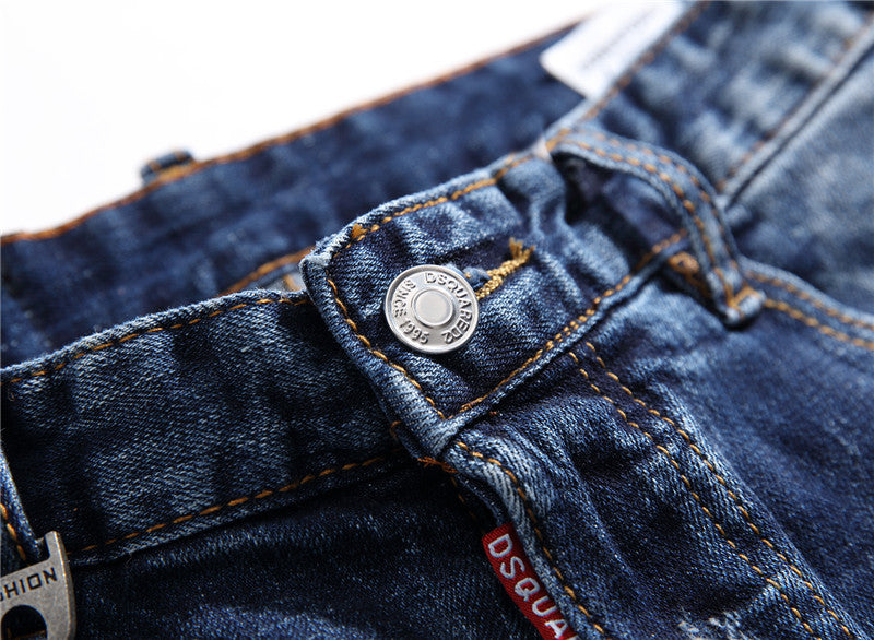 Men's Ripped Faded Paint Splatter Jeans
