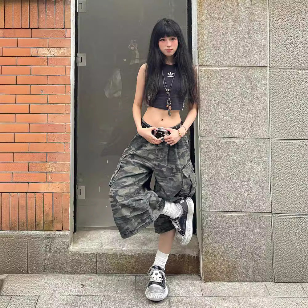 Women's Loose Straight Cropped Cargo Pants