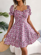 Women's Ruffled Floral Mini Dress