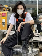 Loose Straight Suspender Pants