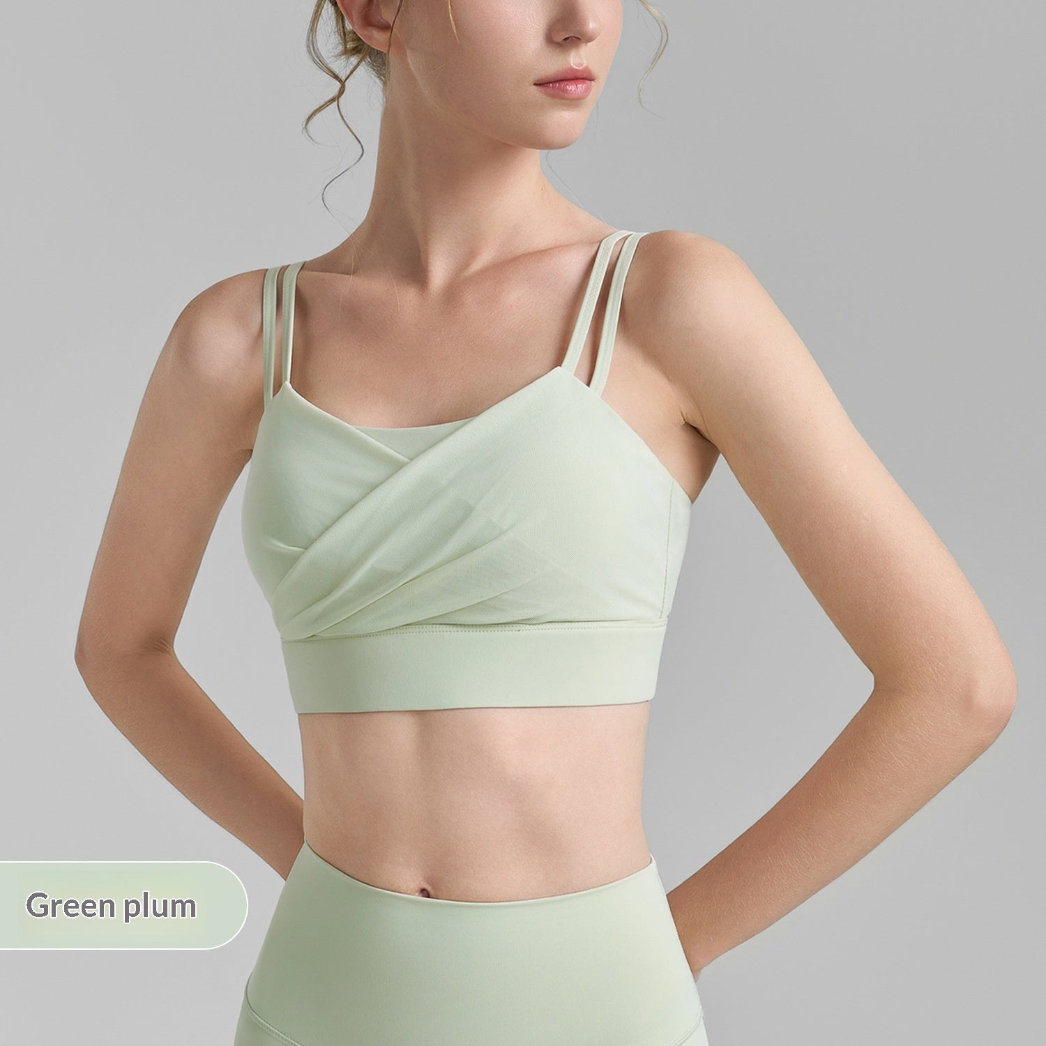 Women's Padded Mesh Pleated Sports Bra