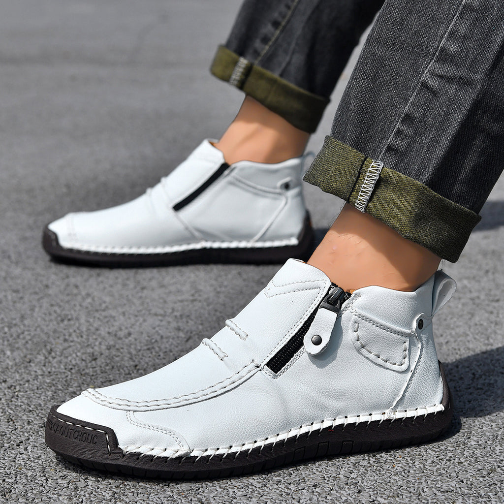 Men's Flats Ankle Side-Zipped Boots