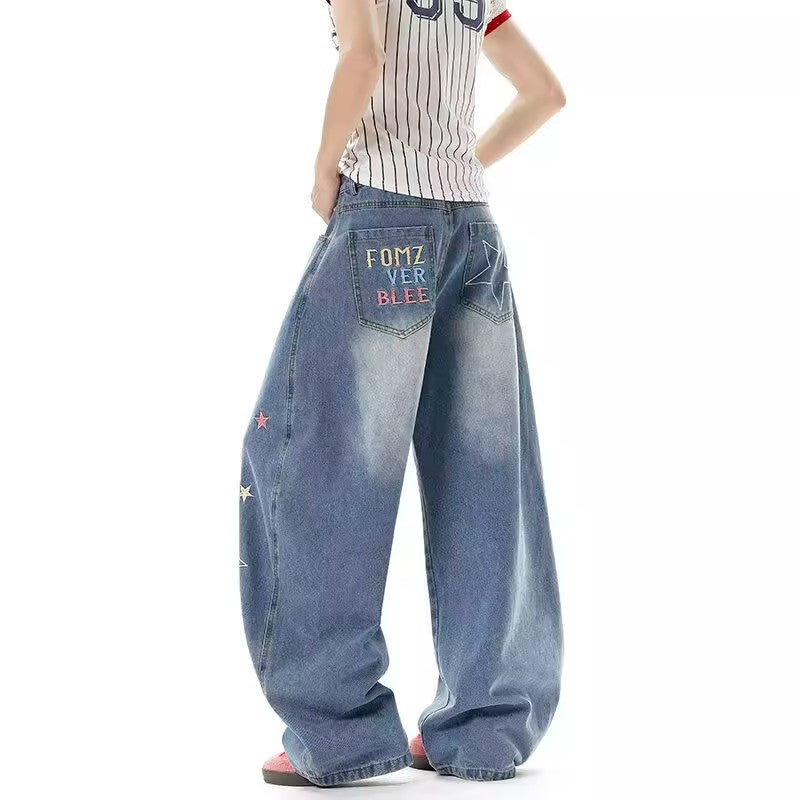 Men's Washed Vintage Embroidered Jeans