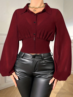 Women's Long Sleeve Wine Red Top