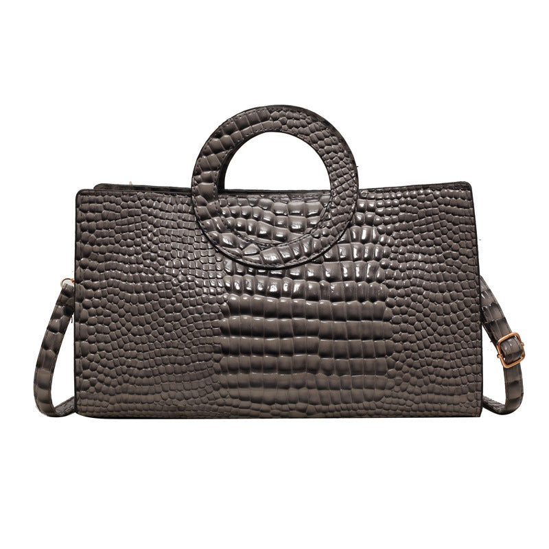 Women's Rectangle Crocodile Textured Handbag