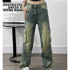 Women's Deconstructed Washed Jeans