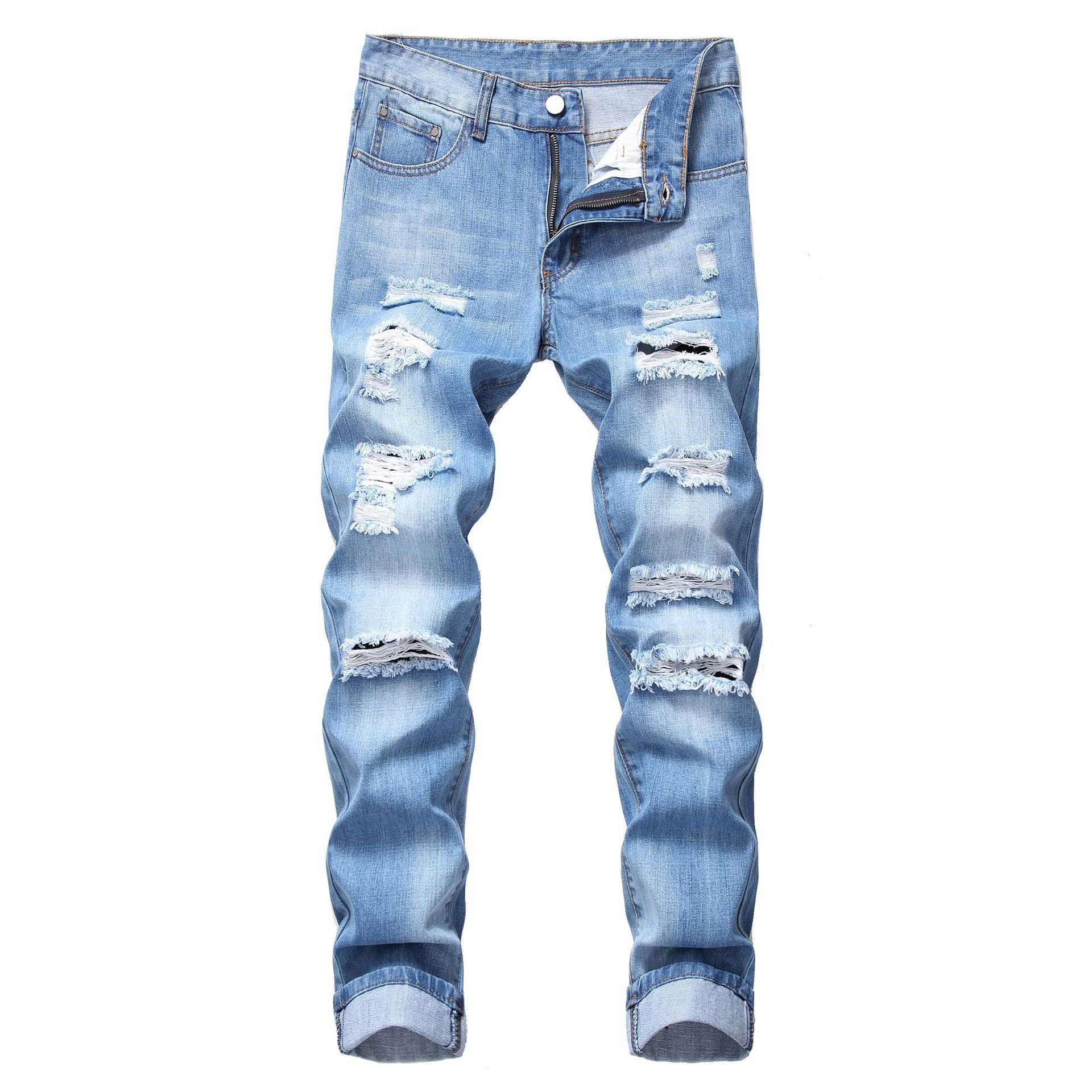 Men's Ripped Straight Jeans