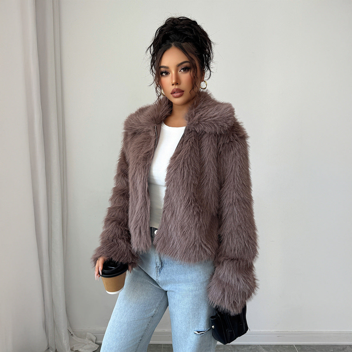 Women's Fluffy Long-sleeved Jacket