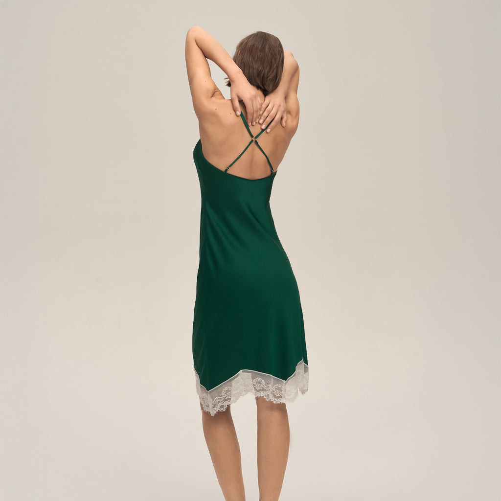 Women's Solid-Color Satin Lace Backless Camisole Pajamas