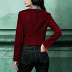 Womens Leopard-print Cropped Jacket