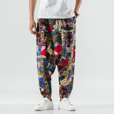 Men's Cotton And Linen Harem Lantern Pants
