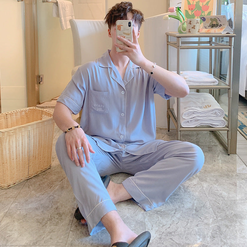 Short Sleeve Poplin Pajamas And Shirt Set