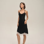 Women's Solid-Color Satin Lace Backless Camisole Pajamas