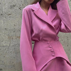 Women's Solid Color Long Sleeve Waist Seal Suit