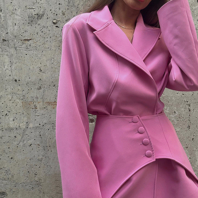 Women's Solid Color Long Sleeve Waist Seal Suit