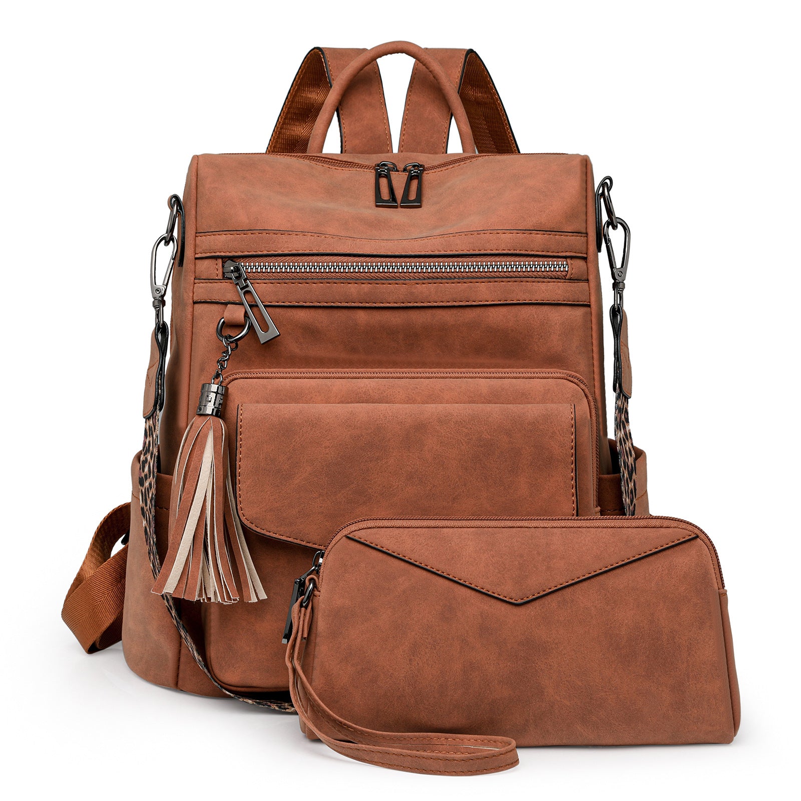 Women's Backpack With Two-tone Fringe