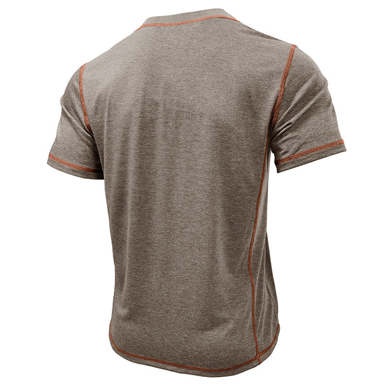 Short Sleeve Henley Shirt Men's Round Neck T-shirt