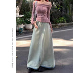 Women's Washed Distressed Denim Skirt