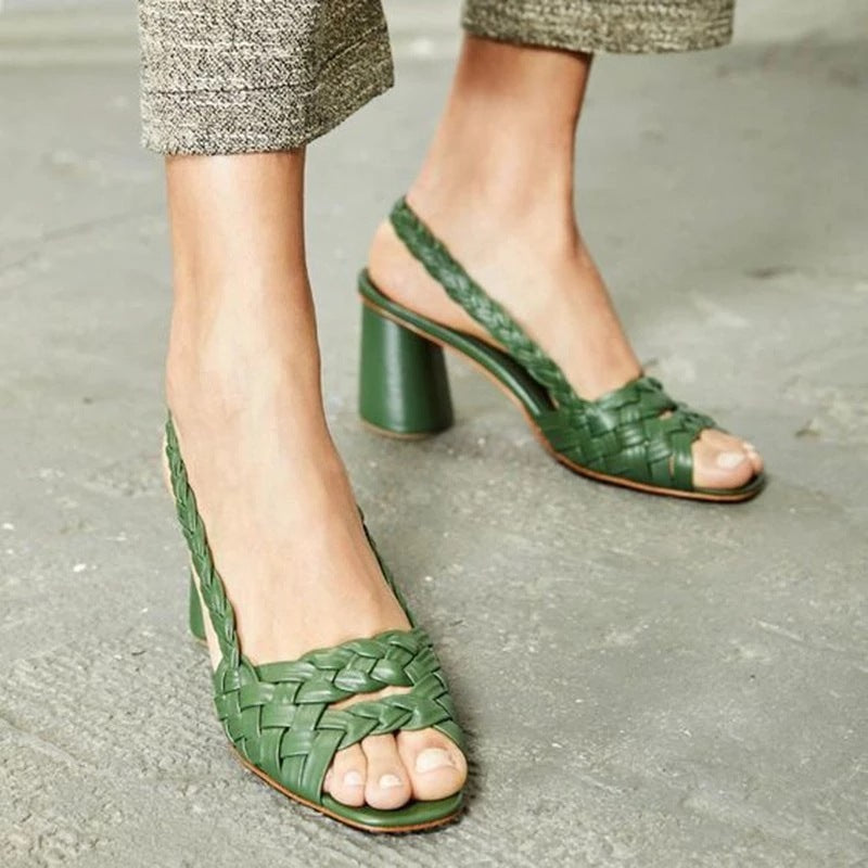 Women's Sleek Braided Heeled Sandals