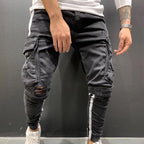 Men's Knee-cut Zipper Jeans