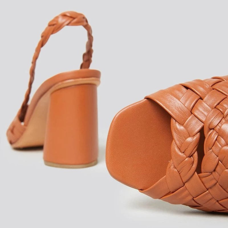 Women's Sleek Braided Heeled Sandals