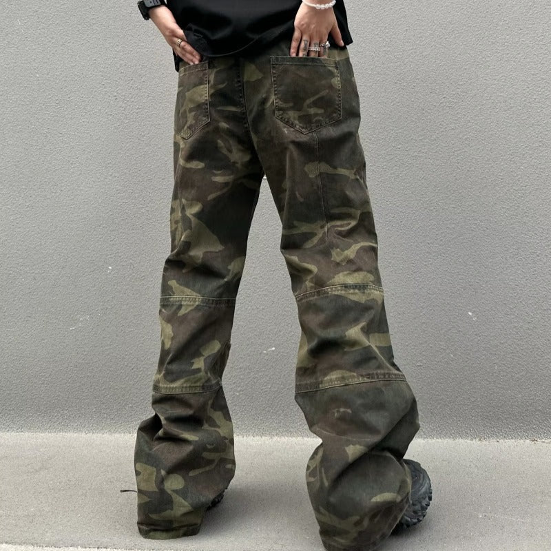 Straight Retro Camouflage Cargo Pants