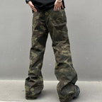 Straight Retro Camouflage Cargo Pants